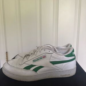 Reebok White and Green Classic Sneakers